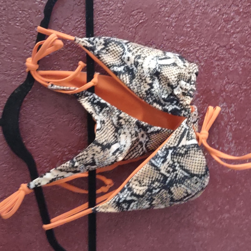 neon orange and snake skin print swim suit 2 pc bikini M